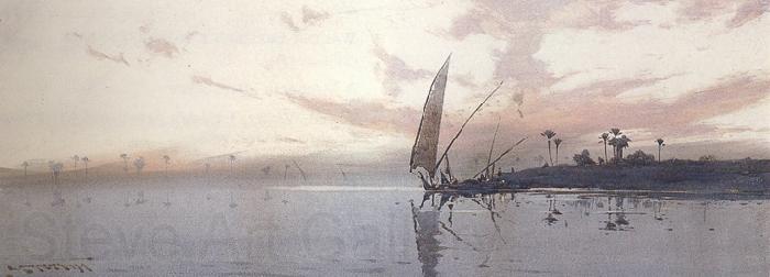 augustus osborne lamplough,r.w.s Feluccas on the Nile at dawn and Feluccas on the Nile at Dusk (mk37)